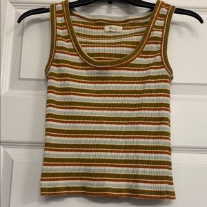 Madewell Olive and White Striped Tank Top